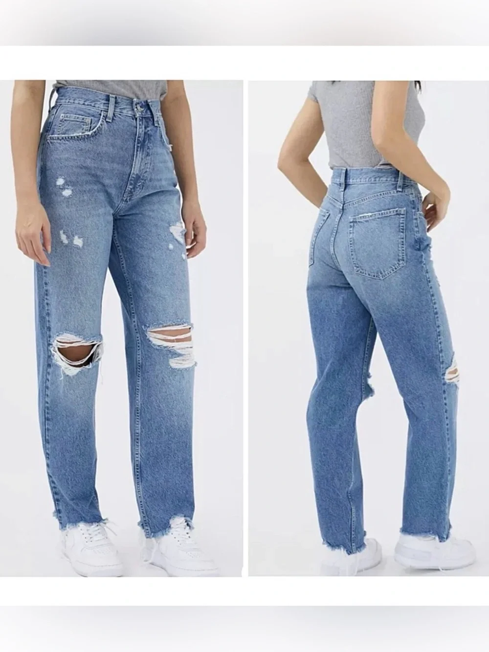 Urban Outfitters BDG High Rise Baggy Distressed Frayed Raw Hem Size 24 - Picture 5 of 15